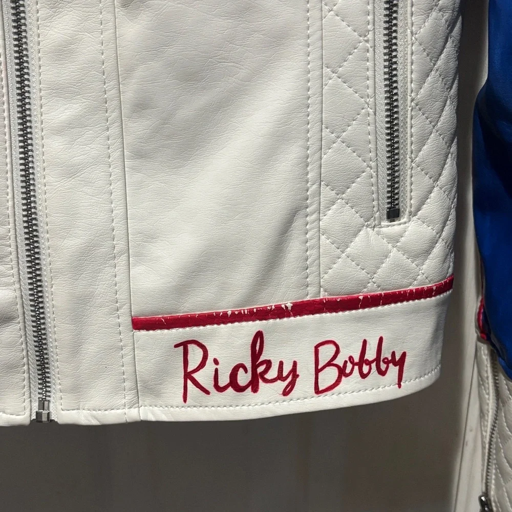 Next White and Blue women’s leather Jacket with Colorful Accents - Picture 3 of 6
